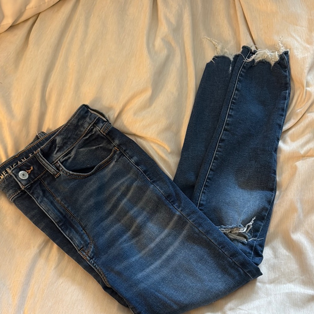 American Eagle Outfitters Blue Ankle Cropped Jeans